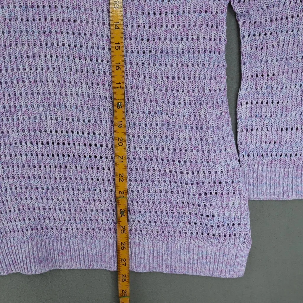 Talbots Sweater Womens Petite 2X Lavender‎ Marled Cotton Open Knit Long Sleeve - Image 8