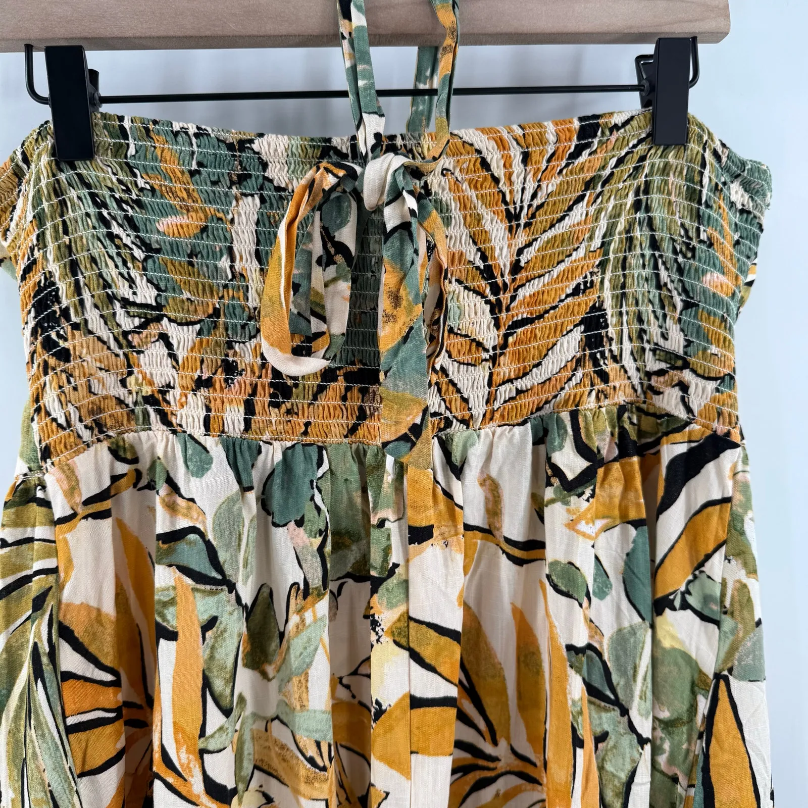 REWIND Dress Juniors SZ Extra Large Halter Strapless Tropical Palm Travel Beach - Image 7