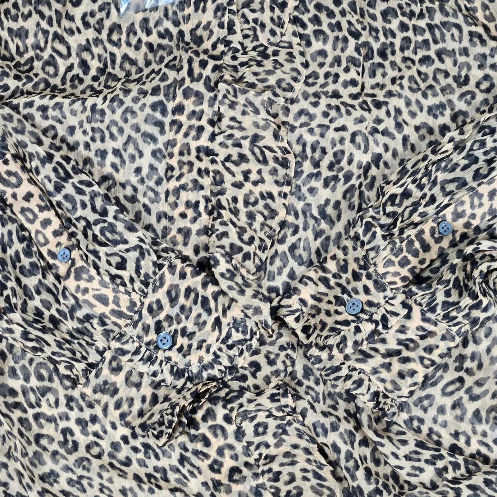 J. Crew Ruffle button-up shirt in leopard-print crinkle chiffon in Leopard 4 NWT - Image 3