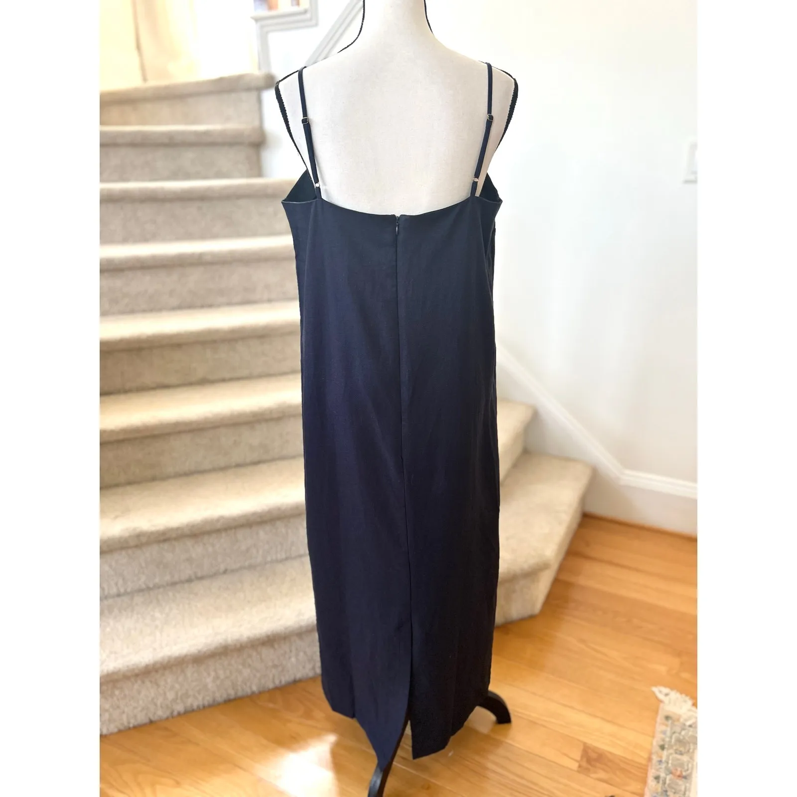 Rachel Parcell Deep Navy Linen Midi Squareneck Shift Dress - Image 3