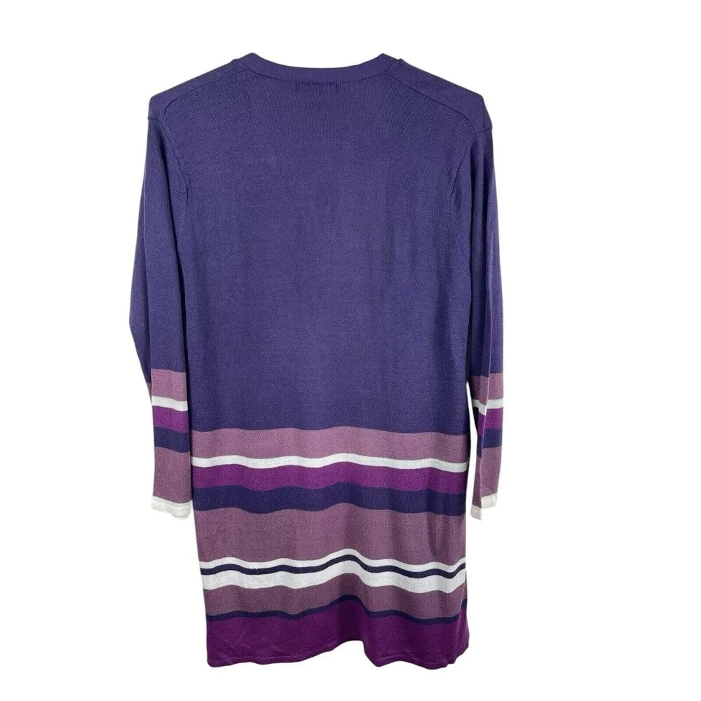 Evelyn Taylor Woman Shades Of Purple Striped Open Front Cardigan Sweater 1x - Image 2
