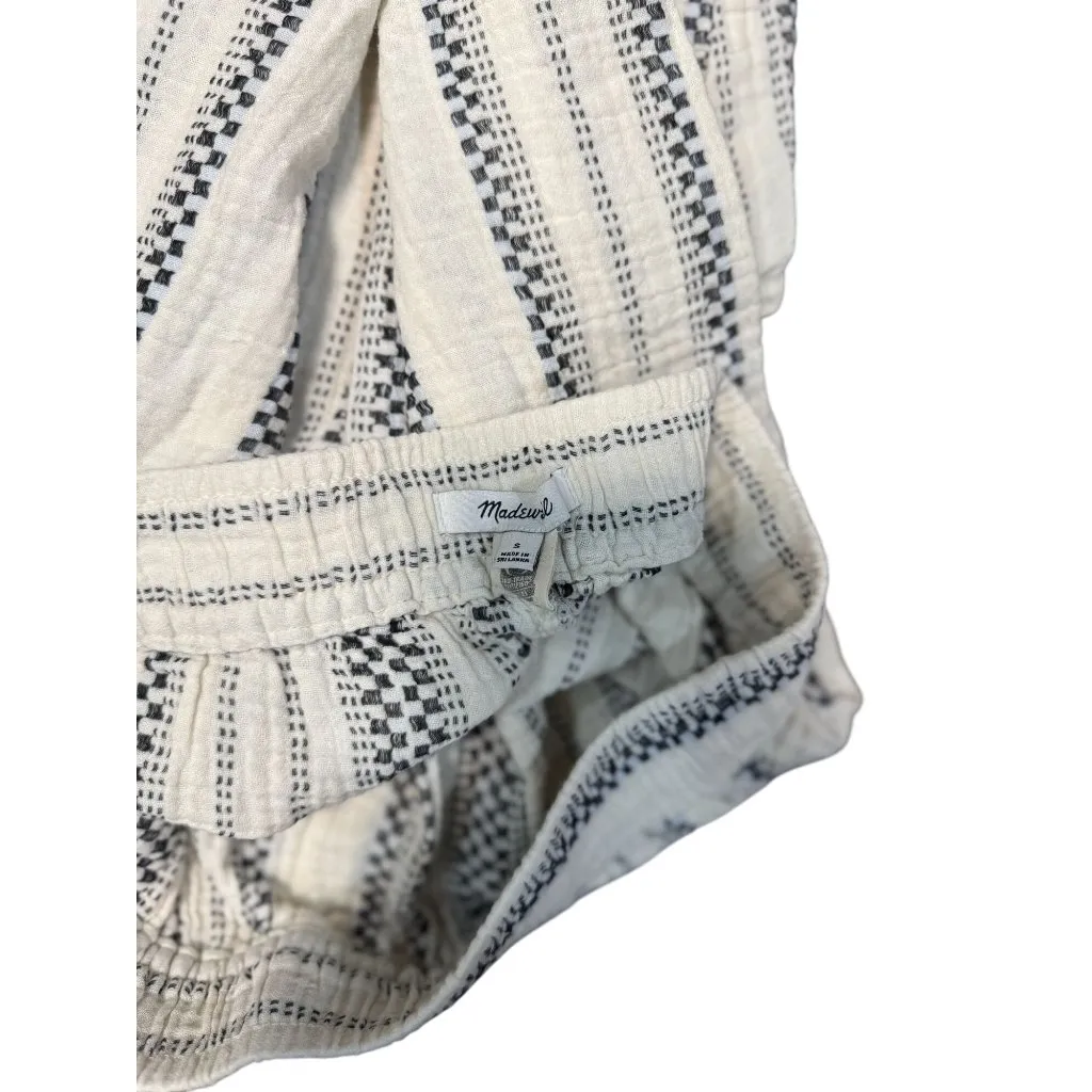 Madewell The Untailored Crop Pant Striped White blue Elastic Waist Cotton - Image 7
