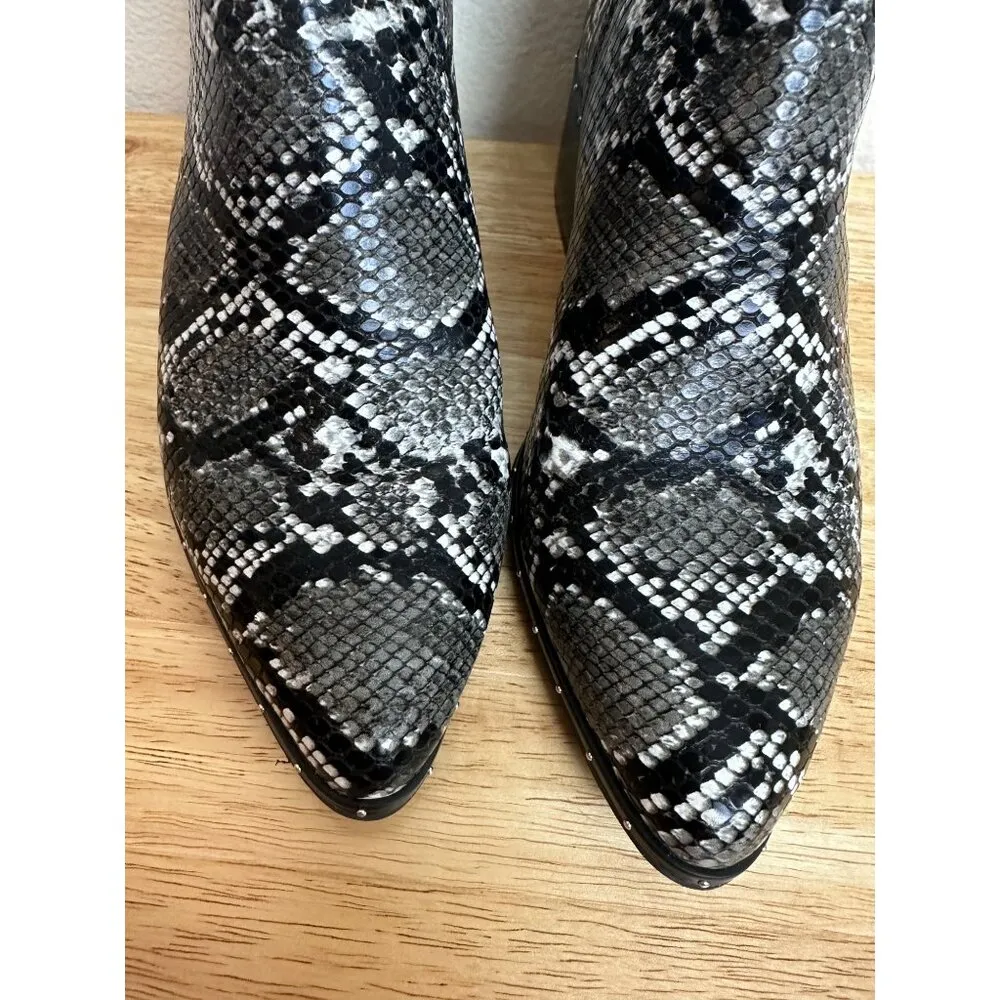 Bar III Women's Synthetic Pull On Black White Snake Skin Print  Ankle Bootie - Image 12