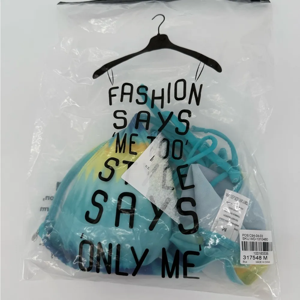 Alia Green and Blue Bikini Set with Triangle Top and Classic Bottom Size M Size M - Image 7