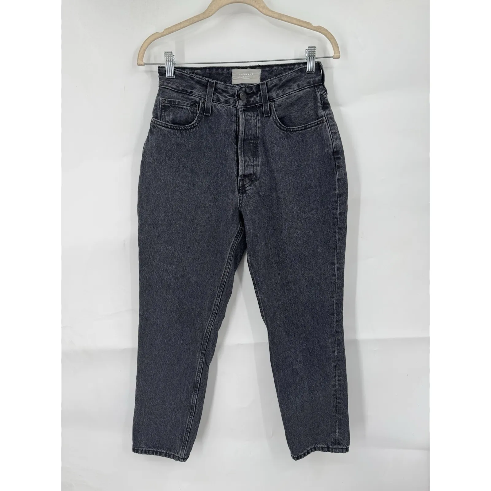 Everlane Curvy 90s Cheeky Straight Jeans Washed Black/Charcoal Size 27 Organic - Image 3
