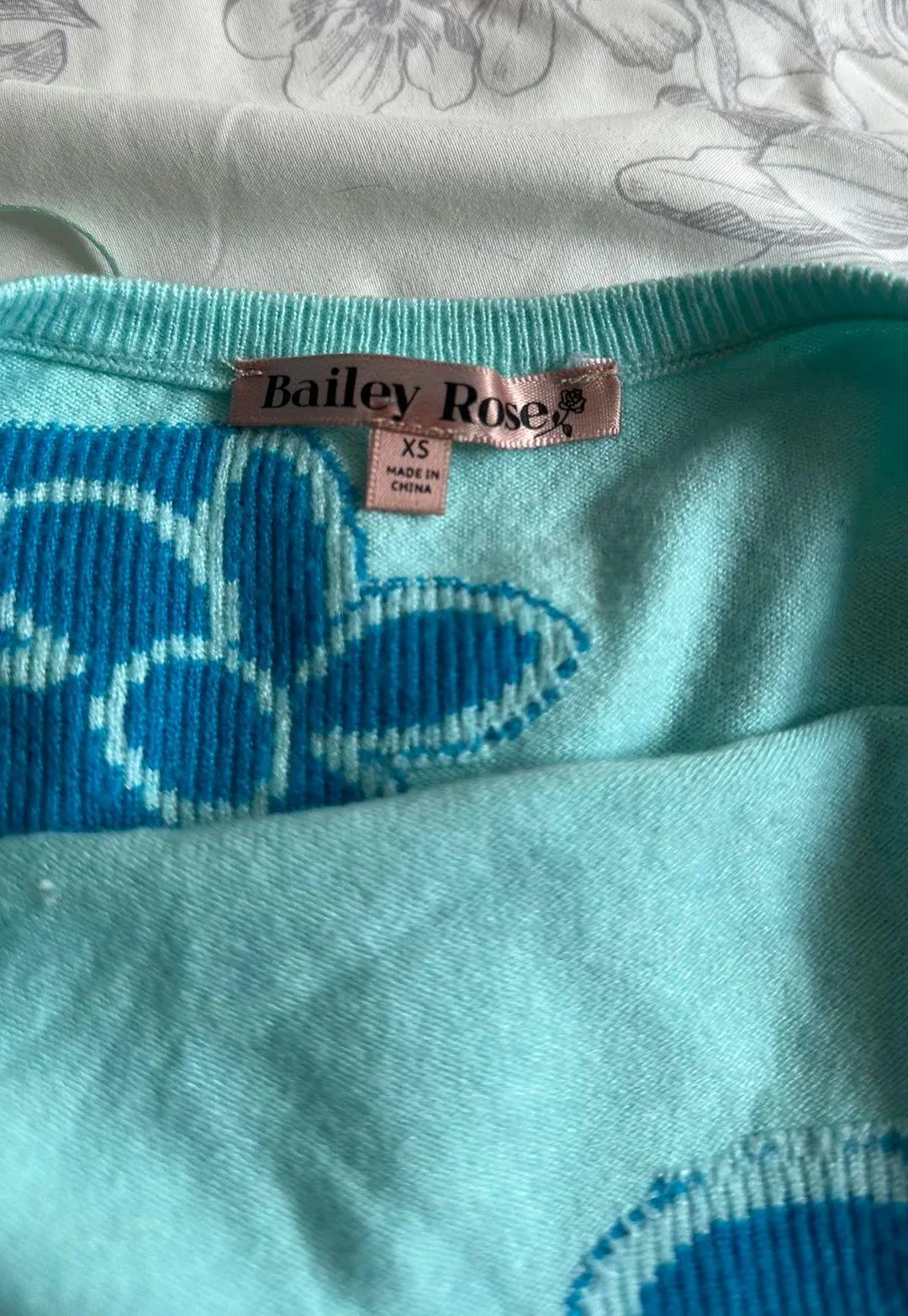 Blue Floral Halter Low Back Dress - Image 4