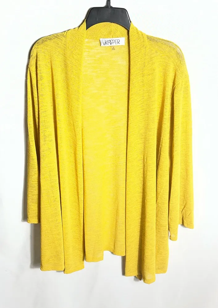 Kasper Womens Open Front Cardigan Butterscotch Yellow Lightweight 3X NWT - Image 1
