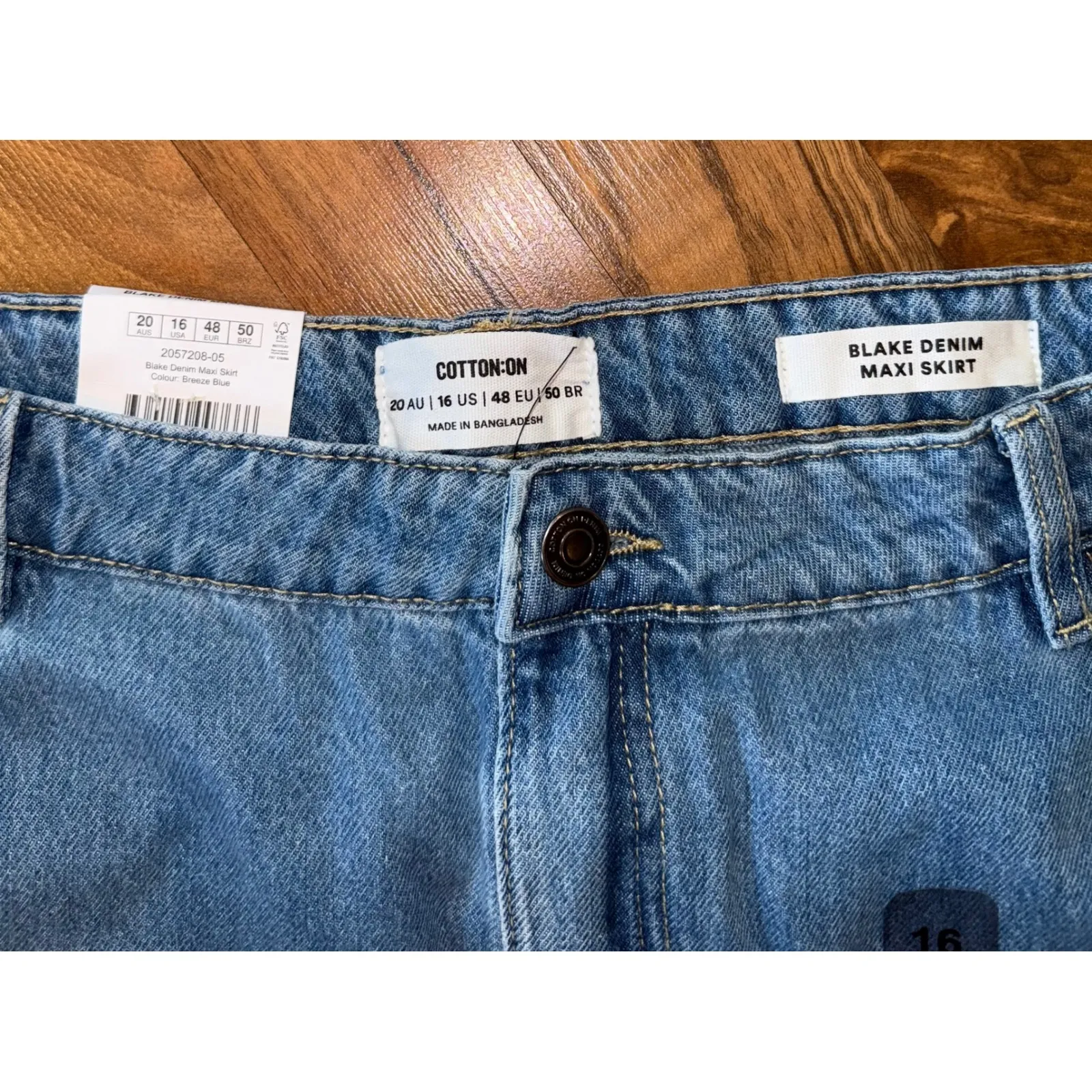 Cotton On Blake Denim Maxi Skirt Womens 16 Blue Long Jean Skirt NWT western boho - Image 3