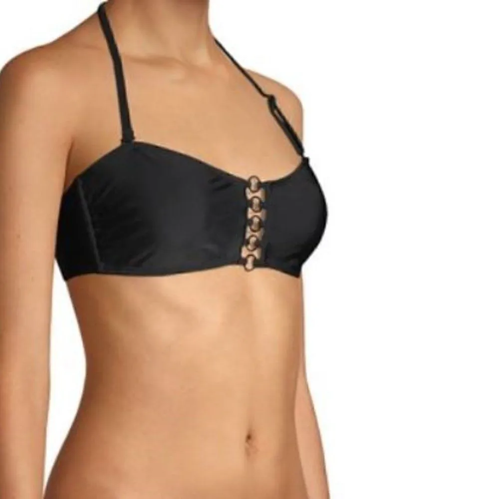 Black Strapless Bikini Top With Metal Ring Detail-NWOT - Image 4