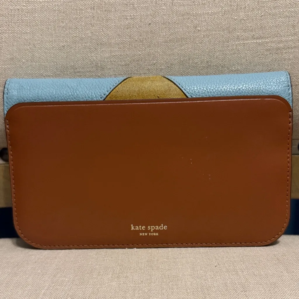 Kate Spade Blue, Tan, and Brown (patchwork) Medium Clutch - Image 2