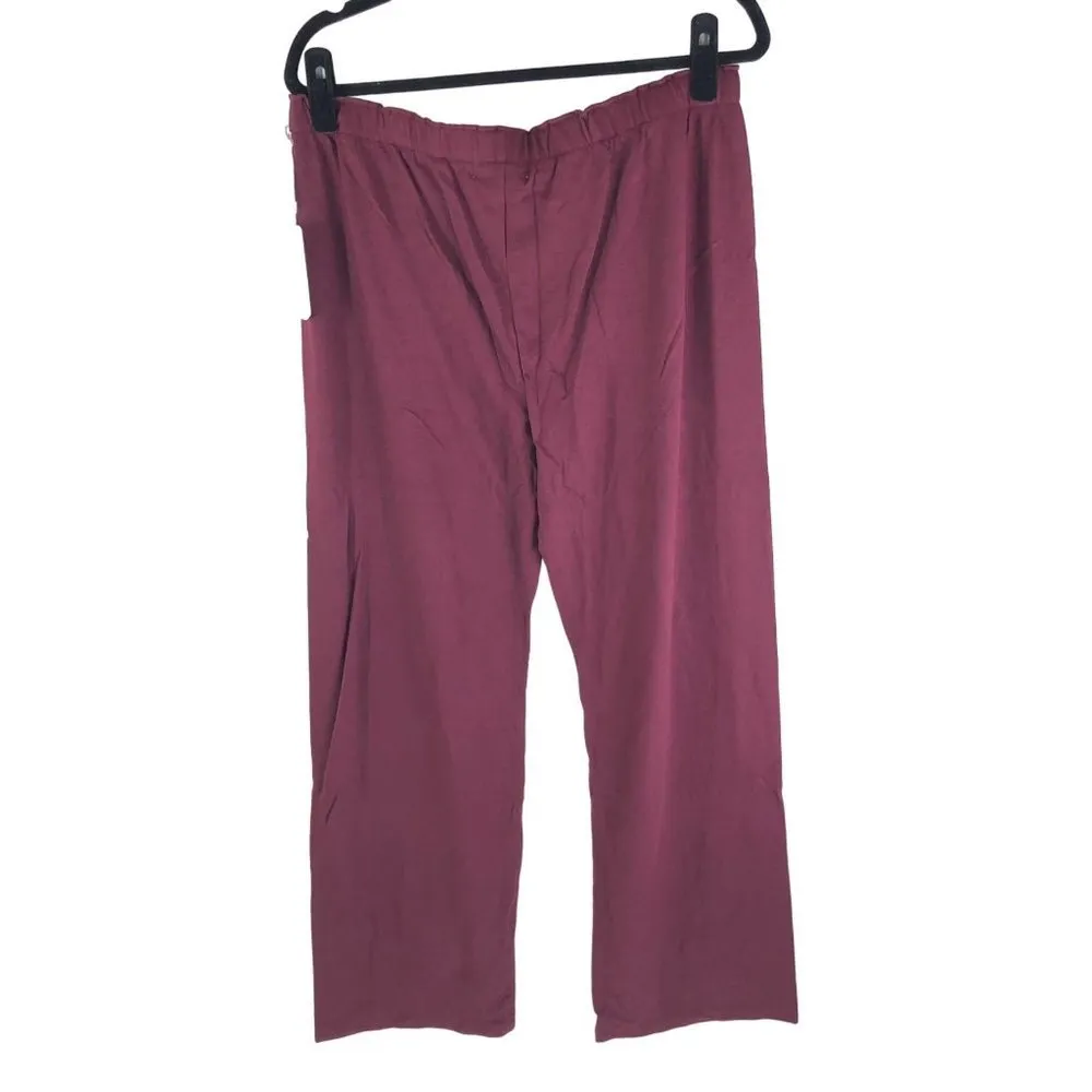 PJ Salvage Womens Pajama Lounge Pants Faux Button Fly Burgundy L - Image 2