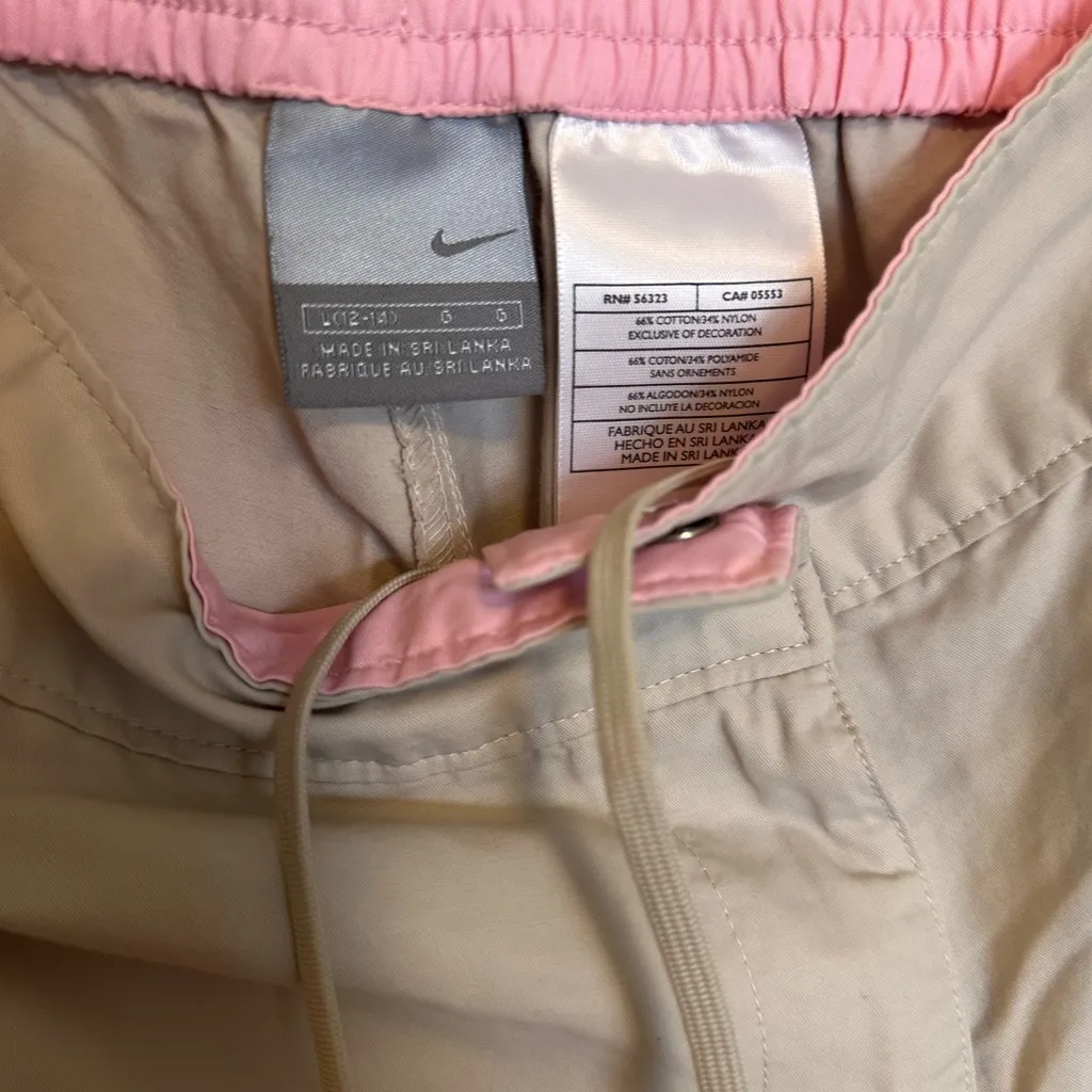 Vintage Women Y2K Nike Capri Pants Pink And Tan Size Large - Image 5