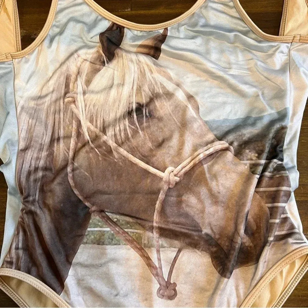 Wildfox HTF Horse One Piece Swimsuit Head Equestrian Cowgirl Boho Novelty Rare - Image 9