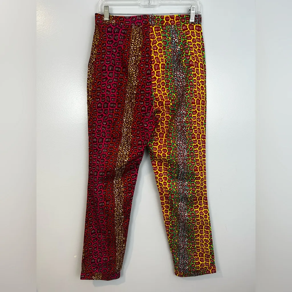 NWT Ohema Ohene Dee Print Clash High Waisted Trousers Colorful Animal Size US 4 Pink - Image 8