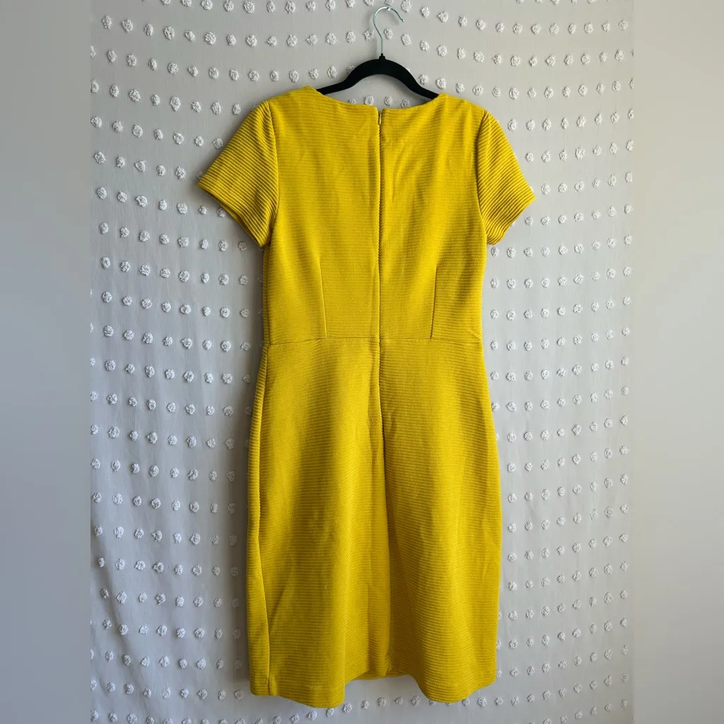 Boden Ribbed‎ Cotton Blend Short Sleeve Sheath Dress Sz 8 Long Mustard Yellow - Image 2