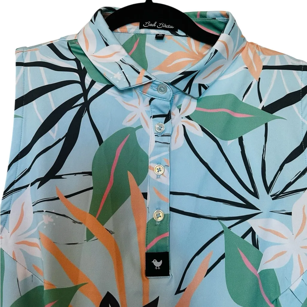 Bad Birdie Womens Breezy Golf Polo Tank Performance Pickleball Tennis Size XL Blue - Image 2