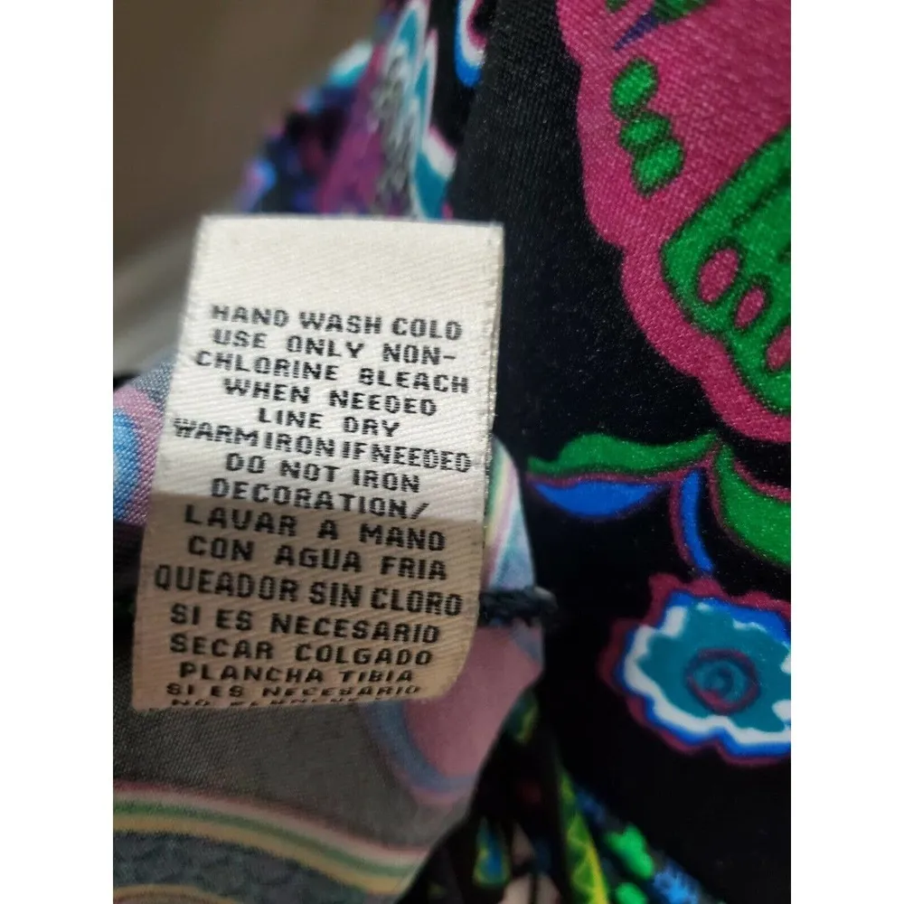 Eci Women's Black Floral Polyester V-Neck Sleeveless Casual Top Shirt Size Small - Image 11