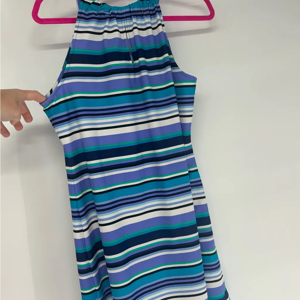 Jude Connally Nylon Striped Stretch Dress Blue Size M - Image 9