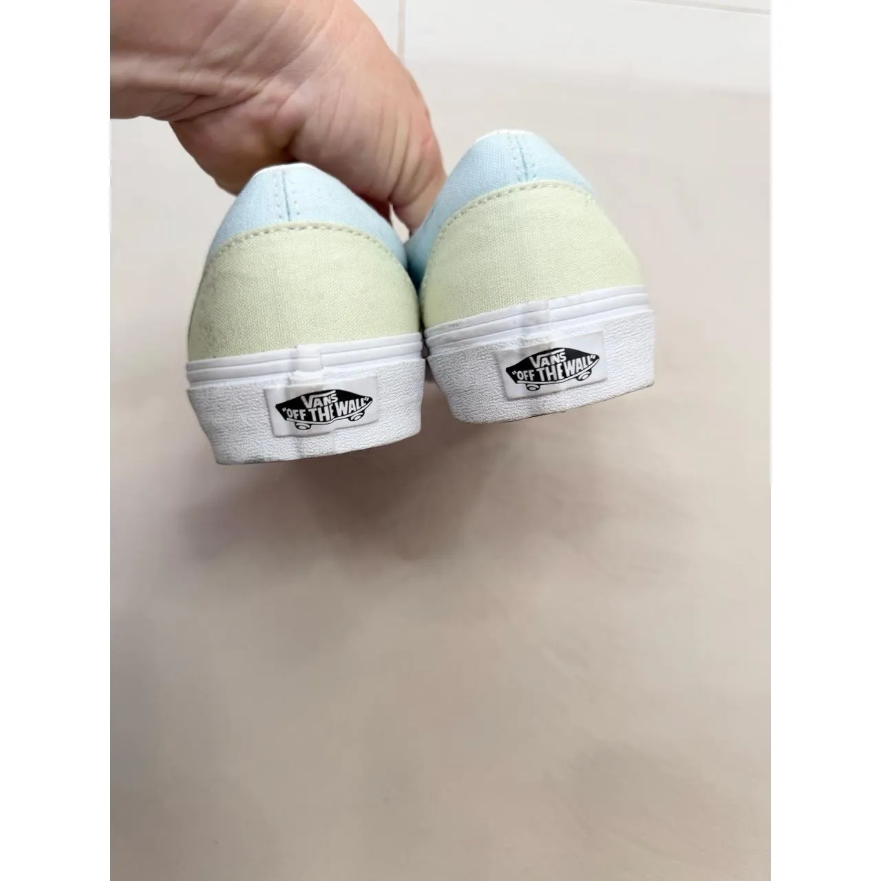 Vans Slip On Sneakers Pastel Yellow Blue Colorblock Waffle Sole Size W8 / M6.5 - Image 6