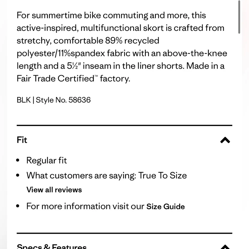 Patagonia Fleetwith Skort Black Sz S Outdoor Camping Biking Adventure - Image 4