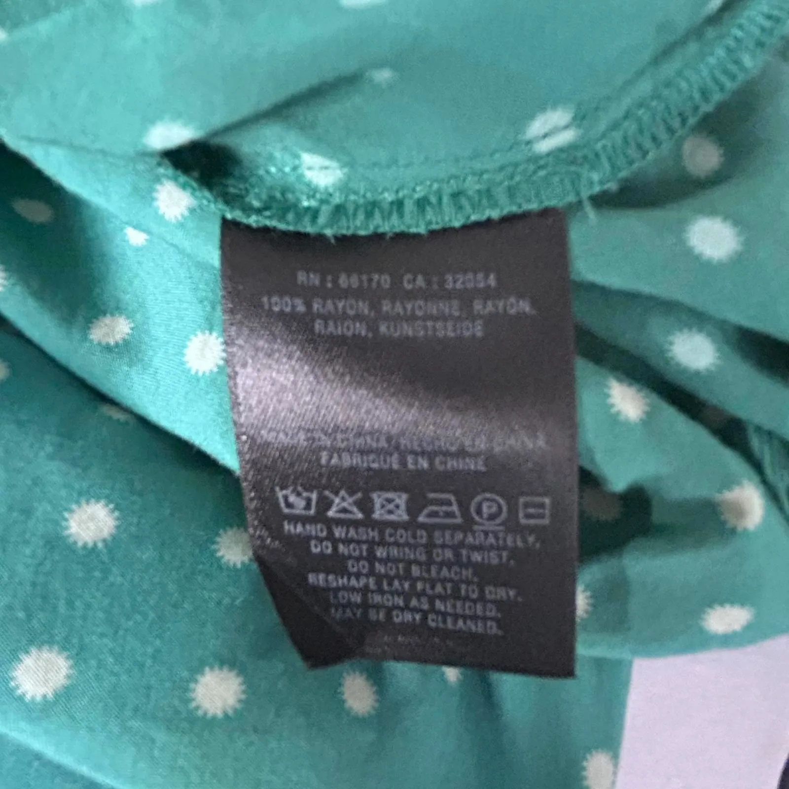 Anthropologie Maeve green‎ and white polka-dot blouse Women's Size Small - Image 3