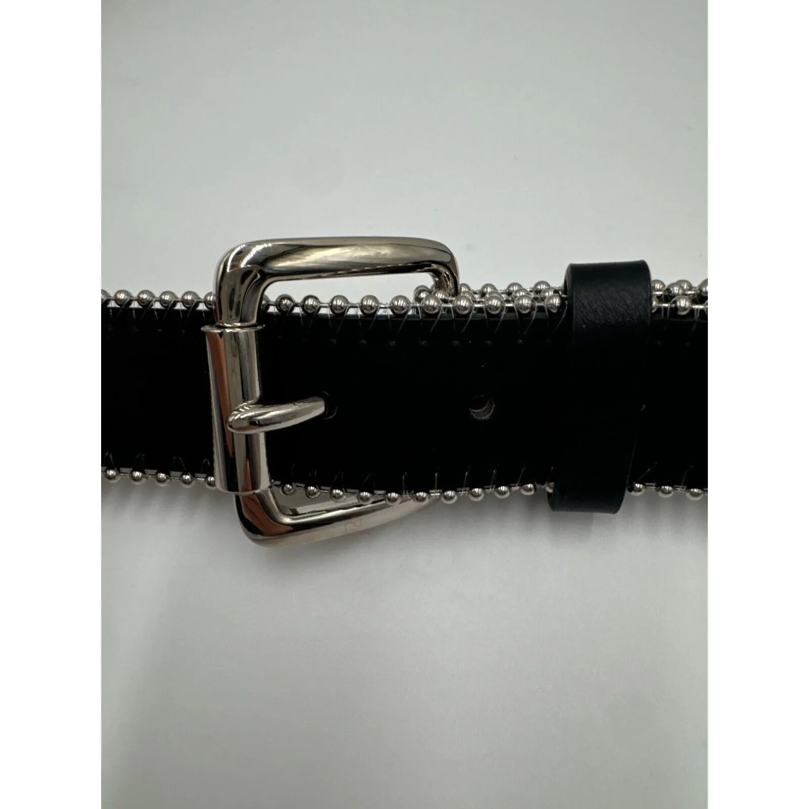 Steve Madden Belt Faux Leather Black With Silver Studs and Buckle - Image 4