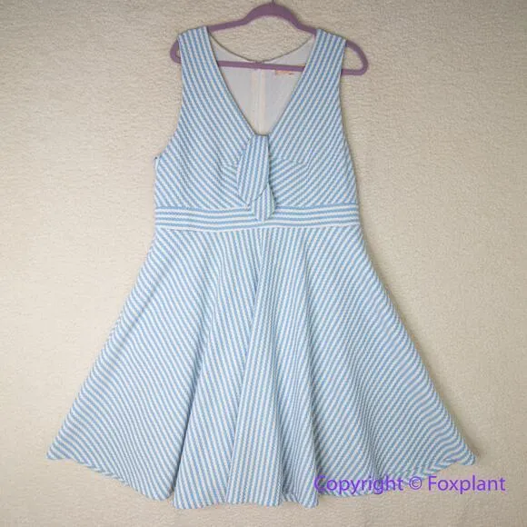 Hutch Anthropologie baby blue and white Bowtie Dress, women plus‎ size 1X - Image 2
