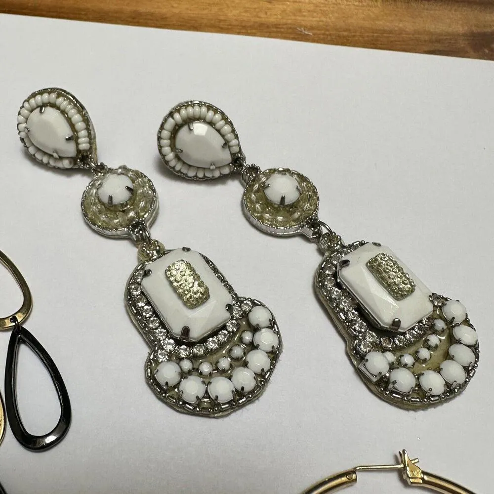 Lot Of 3 Dangle Drop & Hoop Pierced Earrings 1 Handmade 1 Monet - Image 4