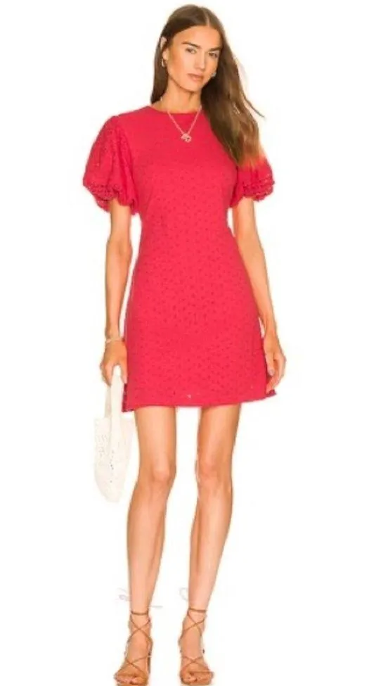 Free People Apricot Rose Eyelet Mini Dress in Strawberry Spritz, Size S NWT $138 - Image 10