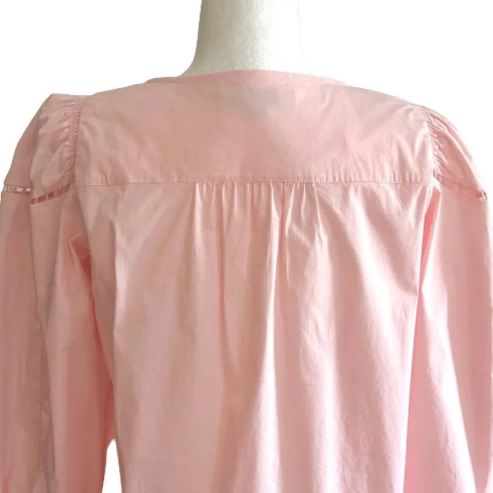 Loft Blouse Top Light Pink 3/4 Puff Sleeve V-Neck Cut Out Detail Top Size XS - Image 5