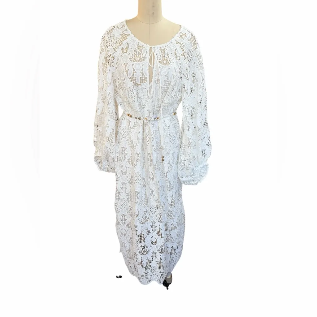 Zimmermann Coco Lace Midi Dress Ivory size 3 (large) - Image 4