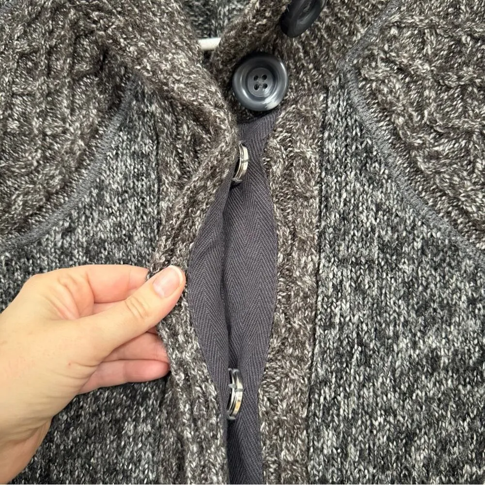 Prana Grey Marled Chunky Knit Cardigan Sweater Womens XS Duster Coat Preppy Fall - Image 4