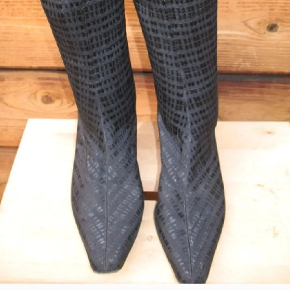 PREVATA Black Fabric Stretch Knee High Boots Black Size 8 - Image 2