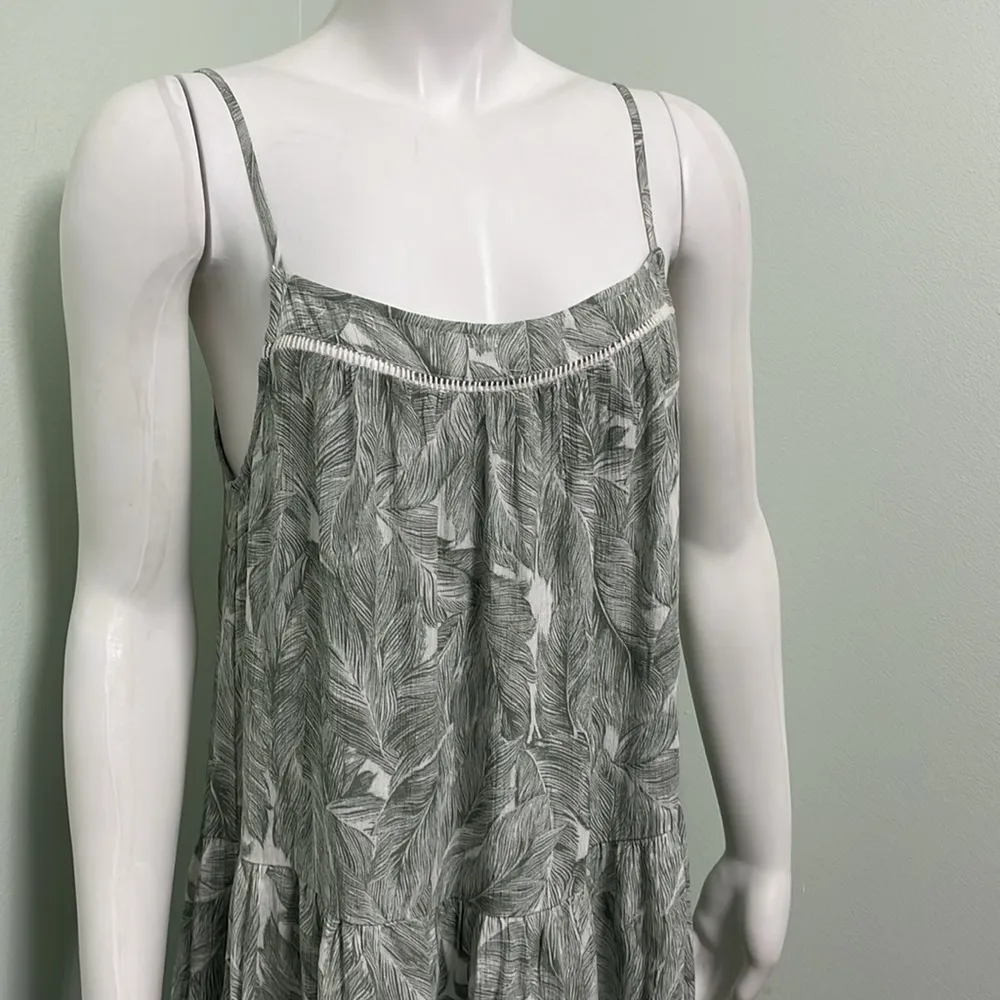 Calista White & Olive Green Tropical Print Dress size Medium NEW - Image 3
