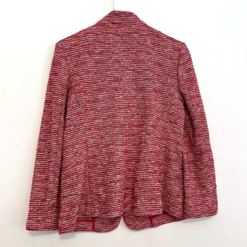 Talbots  Berkeley Tweed Knit Jacket Red White Black Textured Notch Neck Blazer 8 - Image 11