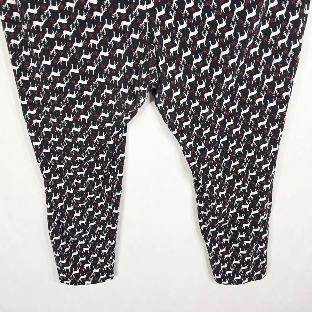 Cacique Plus Size 26W 28W‎ Pajama Pants Black White Reindeer Christmas 762 - Image 6