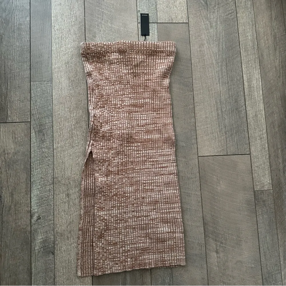 NWT Monrow Cosmo Thick Rib Sweater Brown Midi Skirt - Image 8