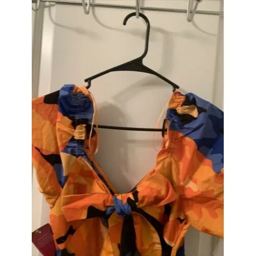 Tabitha Brown Women's Floral Print Bow Puff Sleeve Tie Dress Size 2 - Image 8