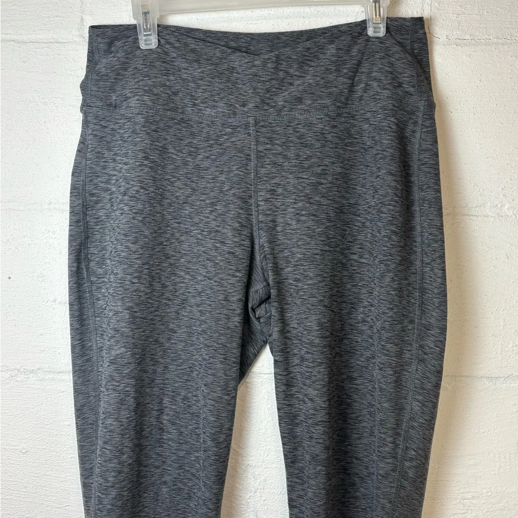 Maurices Criss Cross Waistband Grey Full Length Flare Yoga Pants Sz Large Short - Image 2