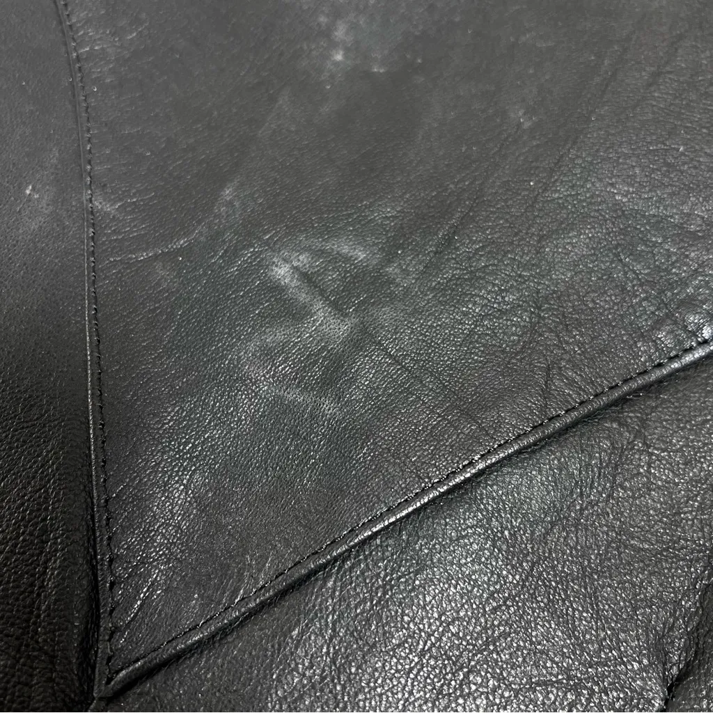 Silver Bike Black Leather Motorcycle Vest Size M - Image 11