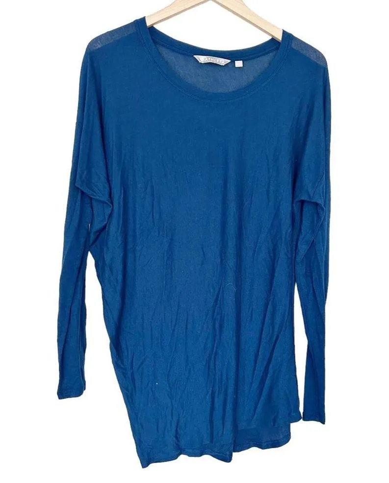 Athleta Blue Threadlight Asym Relaxed Long Sleeve Shirt Sz XS - Image 6