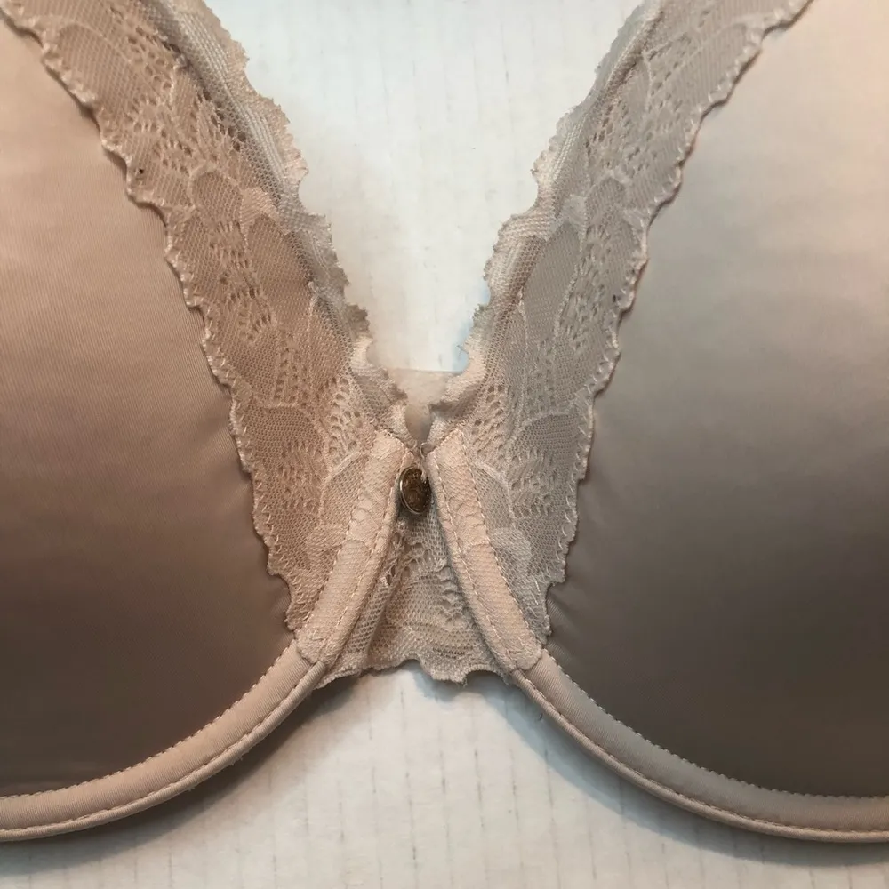 Natori Bra Hidden Glamour Bra in Pinkish Beige Sz 32DDD / 32F GUC Lace Trim - Image 2