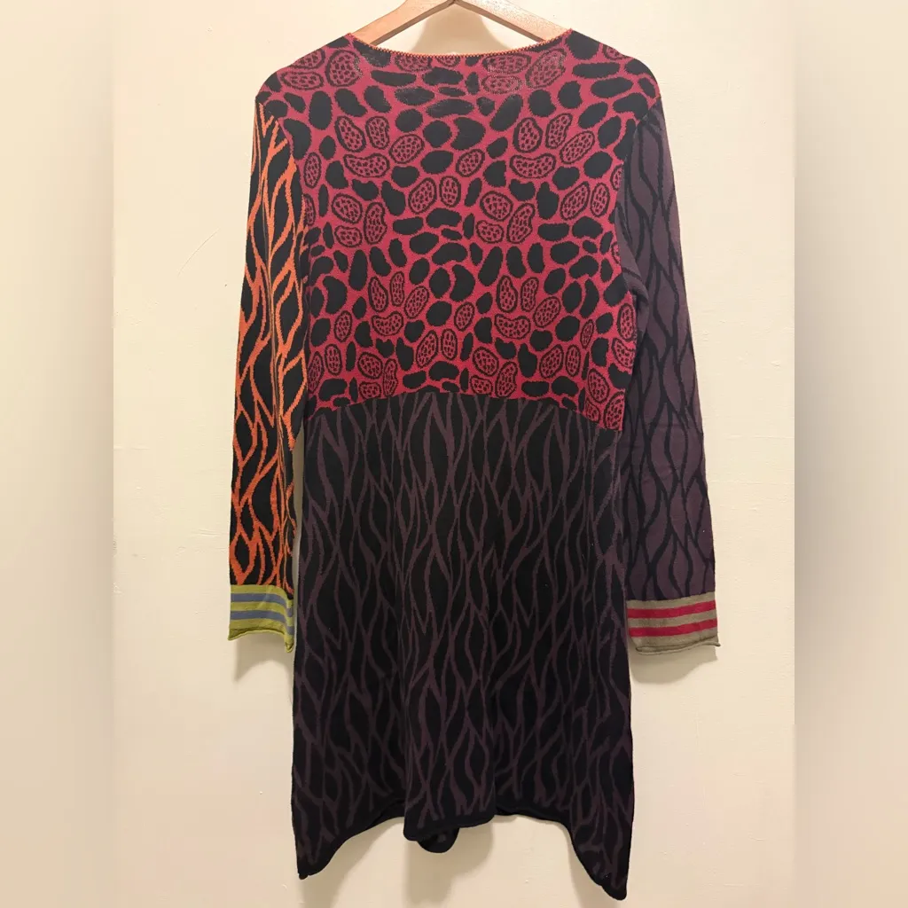 GUDRUN SJODEN Long Sleeve Knitted Patterned Dress Red Size M - Image 4