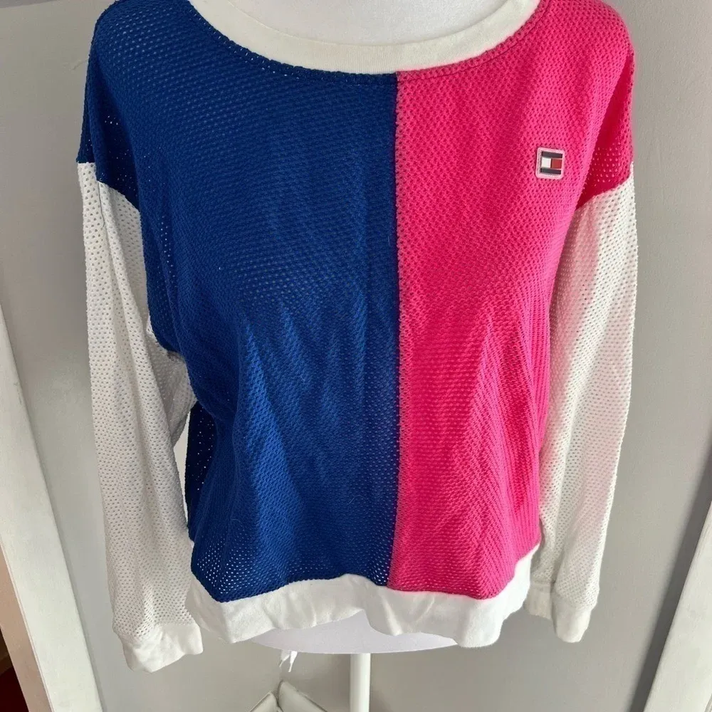 TOMMY‎ Hilfiger sport colourblocked cropped mesh sweater - Image 2