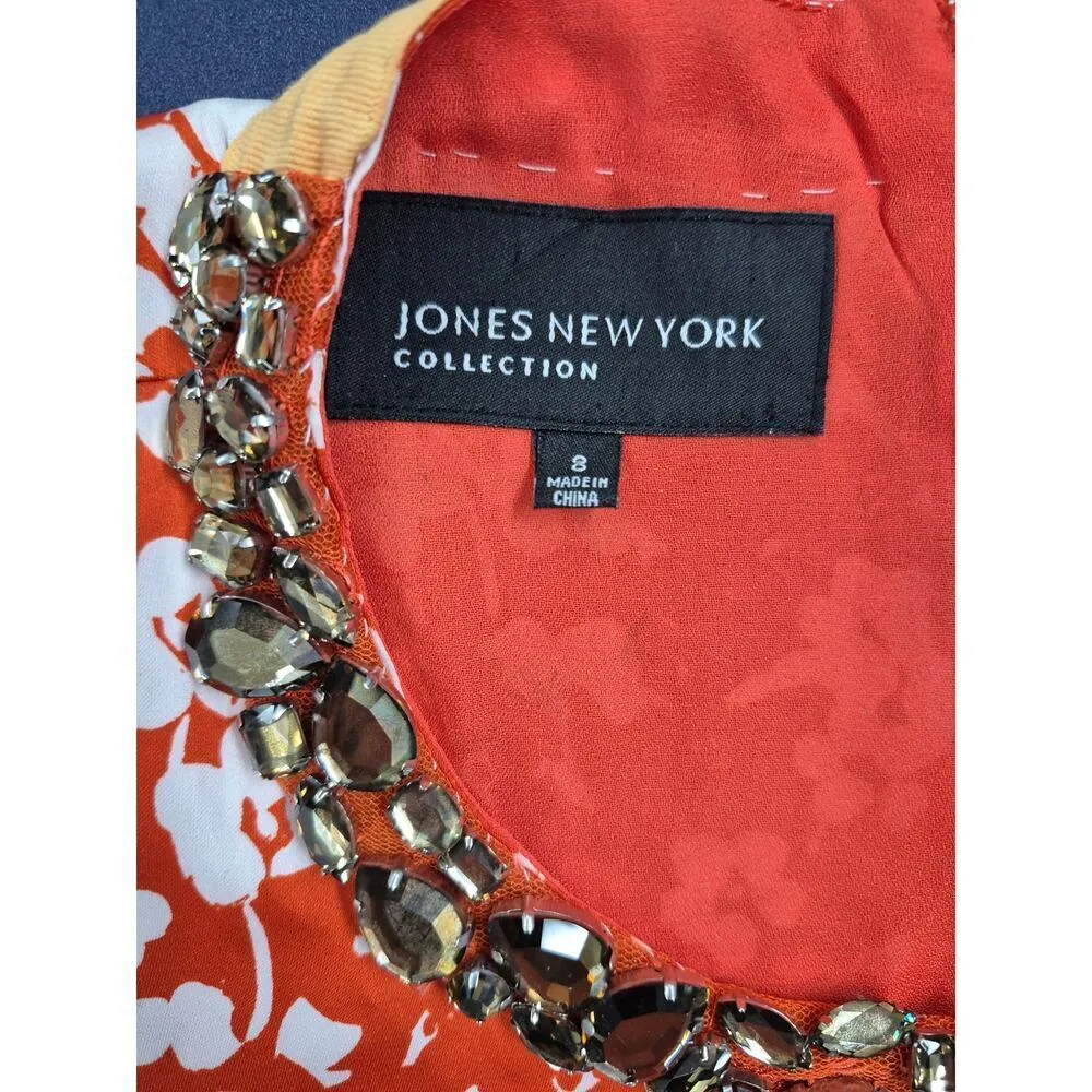 NWT Jones New York Collection Sample Orange dress Tank  Rhinestone Collar Sz 8 - Image 8