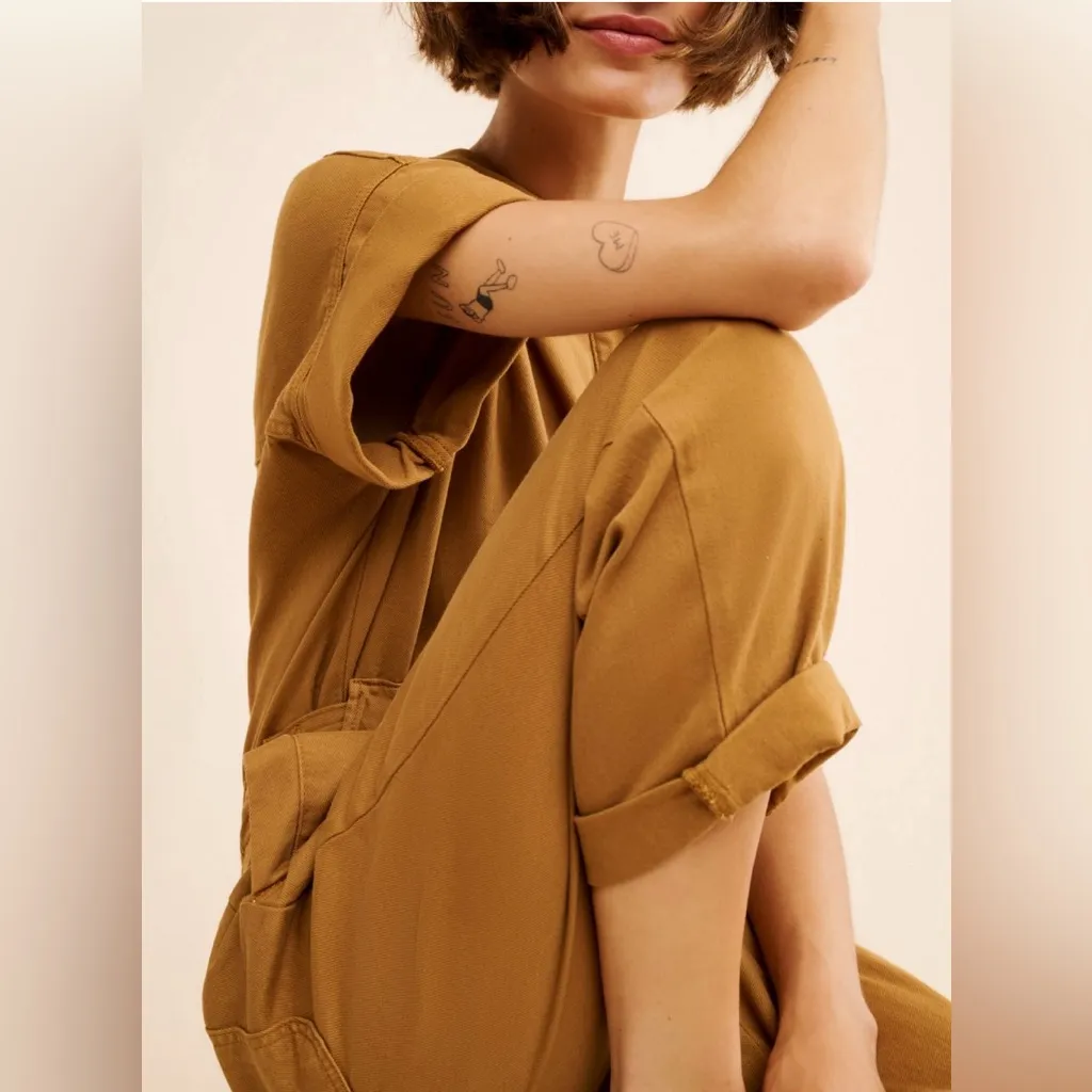 EUC Anthropologie PILCRO Collared Wingsuit Jumpsuit Sz M $178 Boho Goldenrod - Image 7