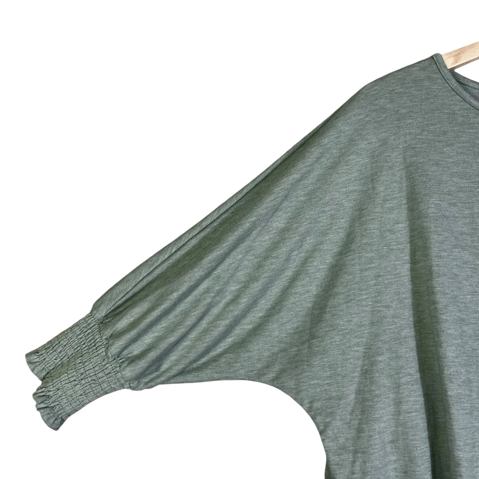 DOKOTOO Womens Green Dolman Sleeve Smocked Cuff Top Plus Size XL Gray - Image 2