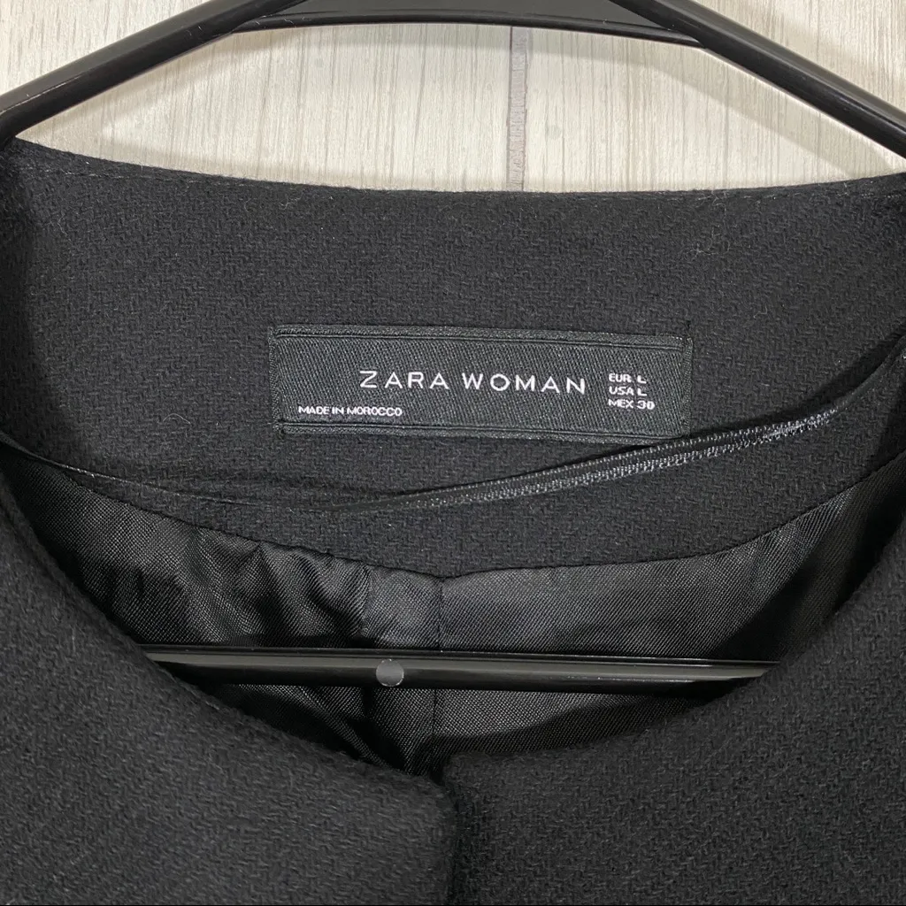 Zara Wool Blend Coat with Tassel Detail On The Waist size L Large - Image 11