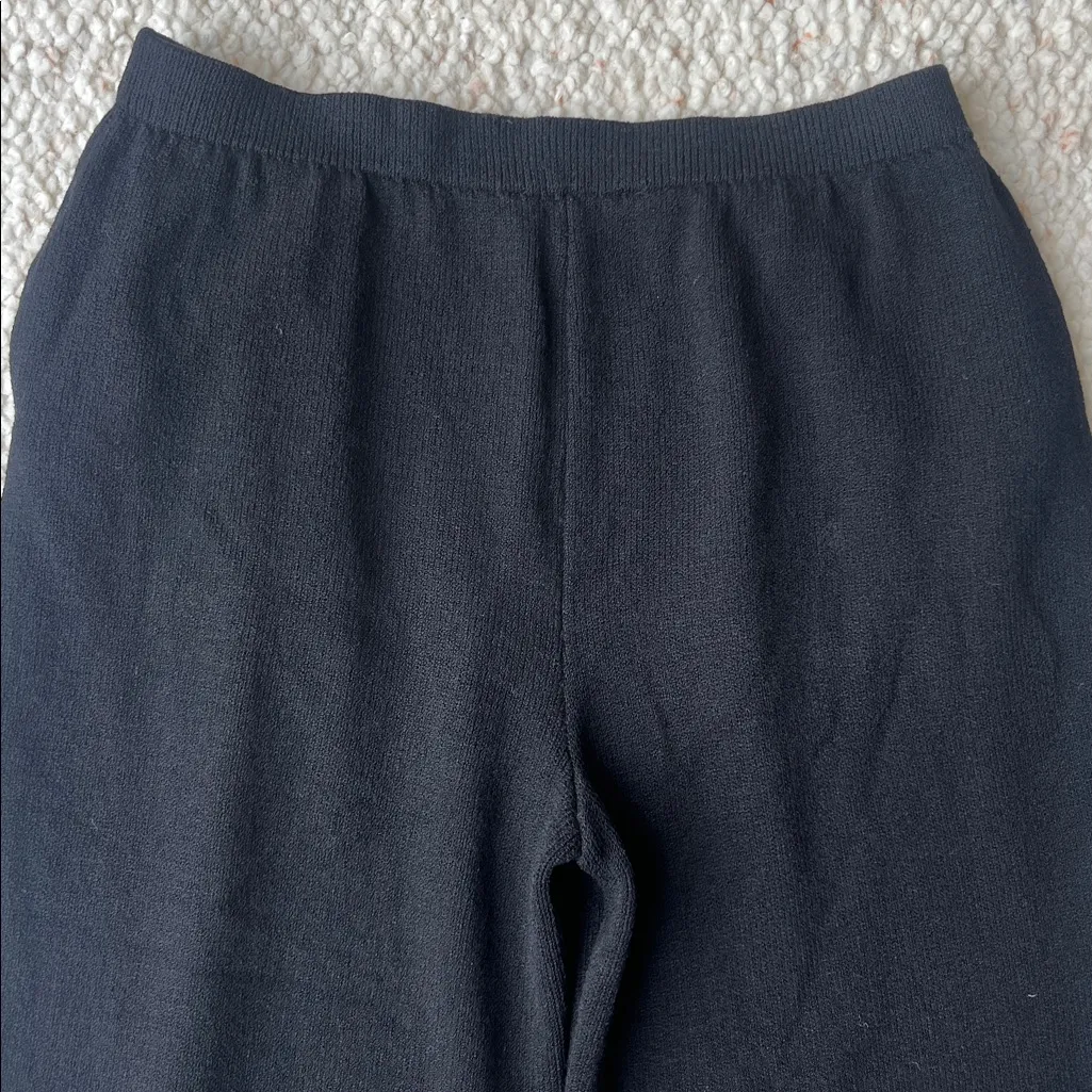 St. John Santana Knit Pleated Wide Leg Trouser Pant Black 6 - Image 7