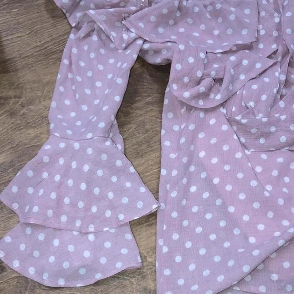 FABLUX size large pink polka dot flirty romper - Image 4